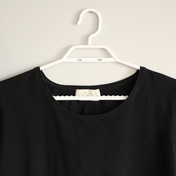 Zara Women's Black XL Basic Crewneck Casual Stretch Short Sleeve T-Shirt - Picture 4 of 8